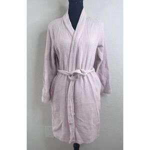 Parachute Cloud Cotton Gauze Robe Rose Pink Size M Pockets Belted Loungewear